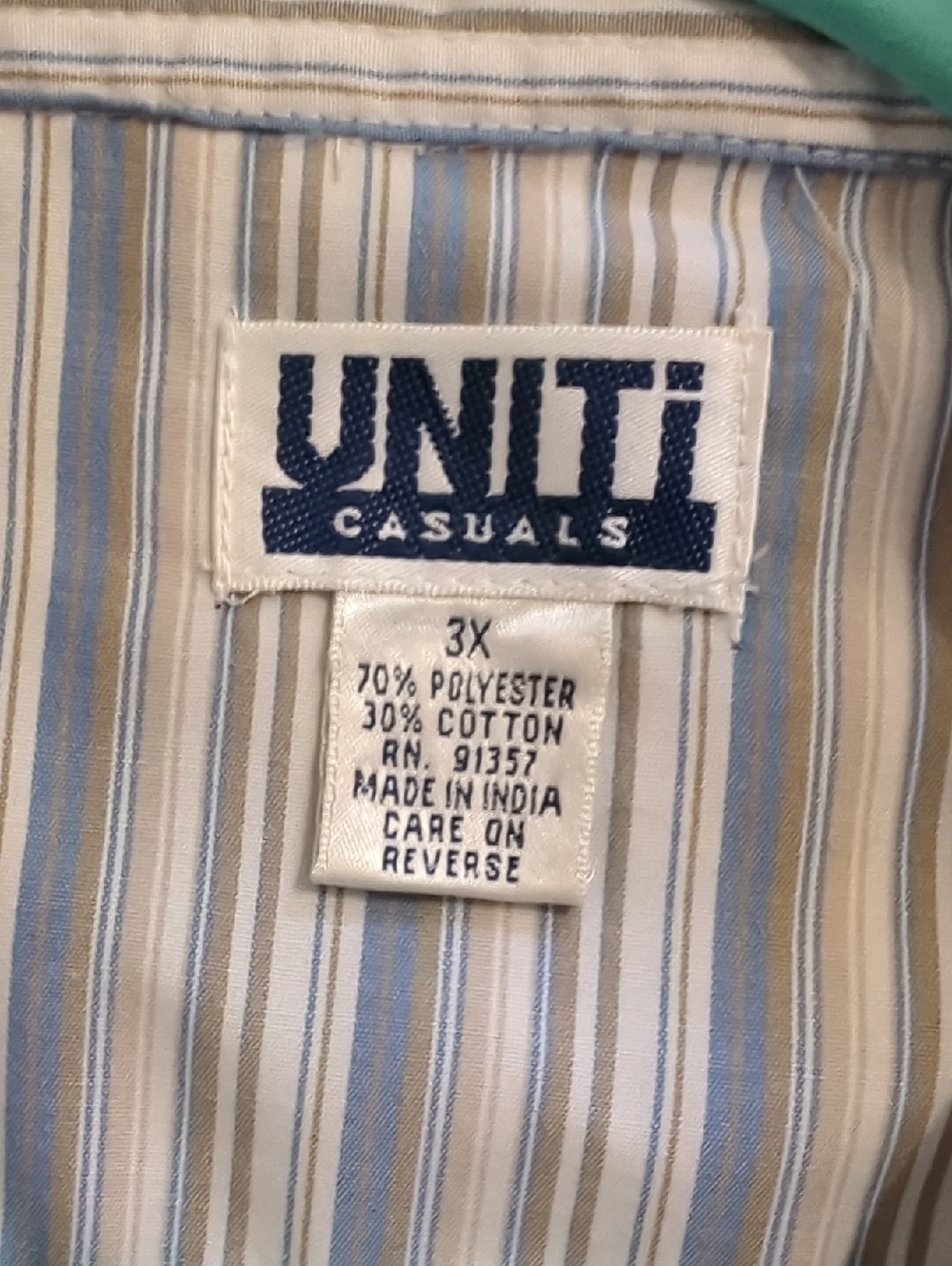 Blue And White Striped Button Down Blouse Size 3X - Picture 5 of 6